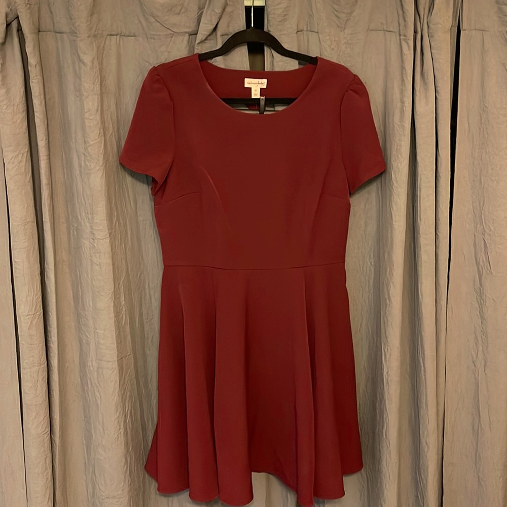 NWT Ruby Wine Red Heart Cut Out Skater Mini Dress 10